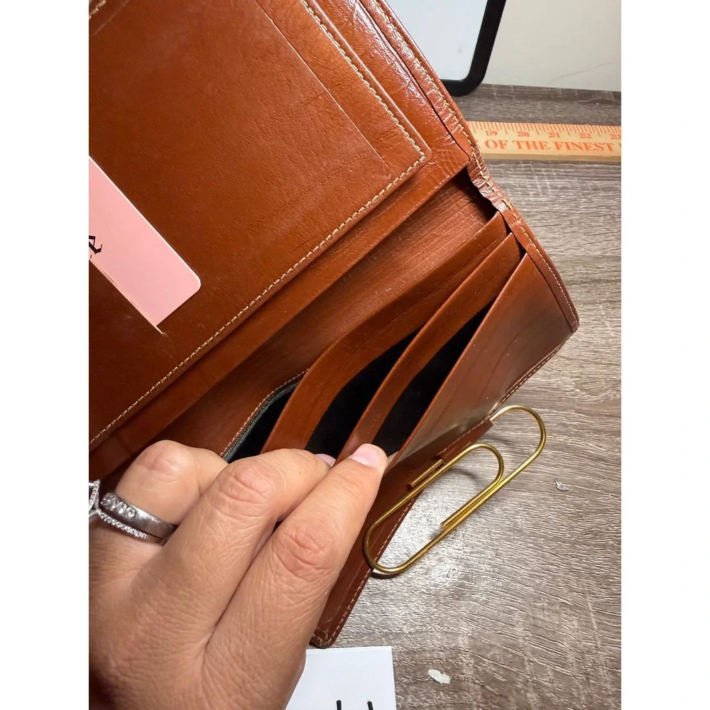 Day-Timer Wallet Organizer Western Saddle Leather Cognac Brown Pocket Senior